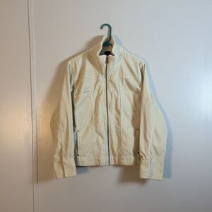 Sonoma Life Style Cream Corduroy Jacket Women's 2X Full Zip Rib Knit Collar Y2K